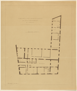 217506 Plattegrond van het westelijke gedeelte van het voormalige Agnietenklooster (Agnietenstraat) te Utrecht: de ...